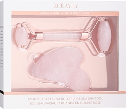 Rose Quartz Set: Face Massage Roller & Gua Sha Scraper - Zoe Ayla Rose Quartz Roller & Gua Sha — photo N2