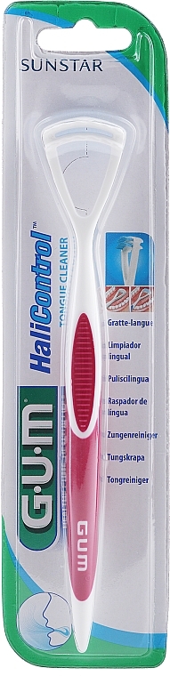 Tongue Cleaner Brush & Scraper, red - G.U.M Dual Action Tongue Cleaner Brush And Scraper — photo N1