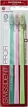 Fragrances, Perfumes, Cosmetics Toothbrush Set, soft, turquoise+pink+green - Swissdent Profi Whitening Soft