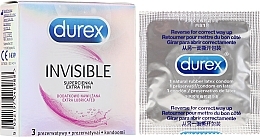 Extra Lubricated Condoms, ultra-thin, 3 pcs - Durex Invisible — photo N1