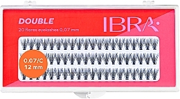 Individual Lashes, C 12 mm - Ibra 20 Flares Eyelash Knot Free Double — photo N5