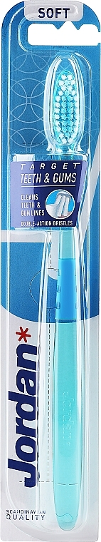 Soft Toothbrush 'Target', blue without patterns - Jordan Target Teeth & Gums Soft — photo N1