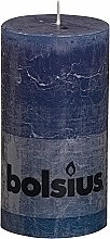 Fragrances, Perfumes, Cosmetics Cylinder Candle, 130/68 mm - Bolsius Dark Blue Rustic Candle