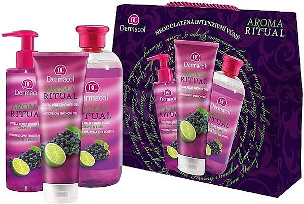 Set "Grape & Lime" - Dermacol Aroma Ritual Grape & Lime (sh/gel/250ml + l/soap/250ml + b/foam/500ml) — photo N1