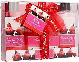 Fragrances, Perfumes, Cosmetics Set - Spa Moments Sweet Fruits Bath Gift Set (sh/gel/140ml + b/lot/140ml + salt/100g + wisp)