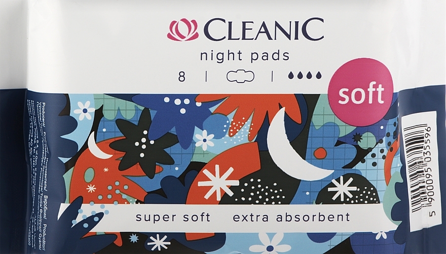 Night Pads, 8 pcs - Cleanic Soft Night Pads — photo N1