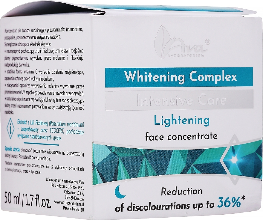 Night Face Concentrate - AVA Laboratorium Whitening Complex Intensive Care Lightening Face Concentrate — photo N2