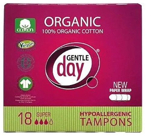 Sanitary Tampons, 18 pcs - Gentle Day Hypoallergenic Tampons Super — photo N1