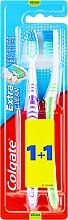 Medium Hard Toothbrush "Extra Clean", green+purple - Colgate Extra Clean Medium — photo N1