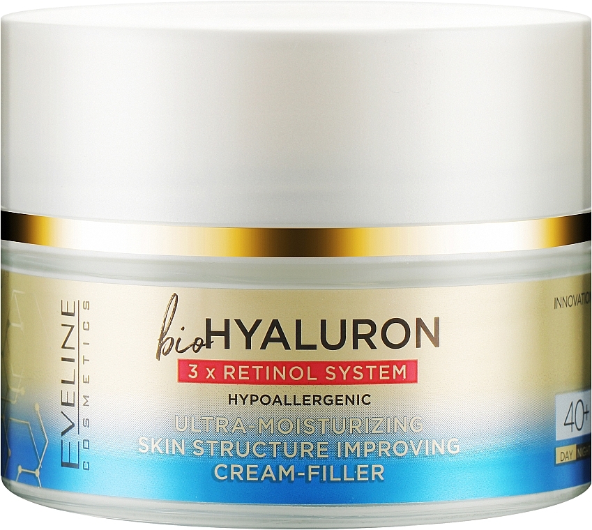 Ultra-Moisturizing Cream Filler - Eveline Cosmetics BioHyaluron 3X Retinol System 40+ — photo N1