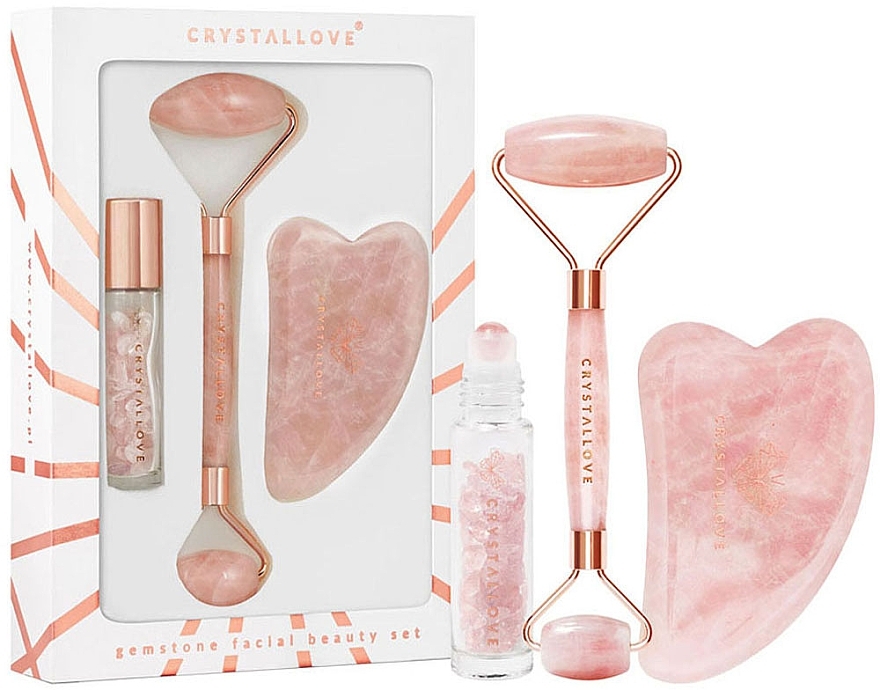 Set - Crystallove Rose Quartz Roller And Gua Sha Set — photo N1