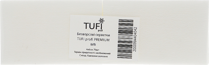 Thick Lint-Free Wipes, 4x6 cm, 70 pcs, white - Tufi Profi Premium — photo N2