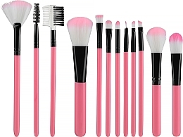 Makeup Brush Set in Tube, pink, 12 pcs - Deni Carte — photo N1
