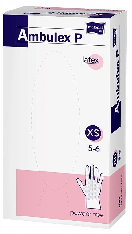 Powder-Free, Non-Sterile Latex Gloves, Size XS, Pack of 100 - Ambulex P Drum — photo N1