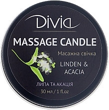 Fragrances, Perfumes, Cosmetics Hand & Body Massage Candle "Linden & Acacia", Di1570 (30ml) - Divia Massage Candle Hand & Body Linden & Acacia Di1570