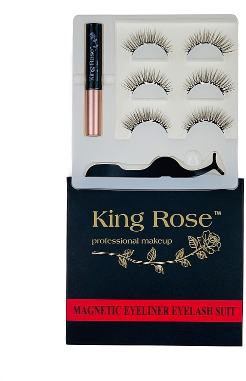 Magnetic Lash Set, 3 pairs with applicator & magnetic eyeliner, 2089 - King Rose — photo N2