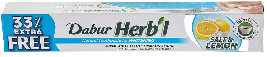 Whitening Toothpaste - Dabur Herb`l Salt & Lemon — photo N1