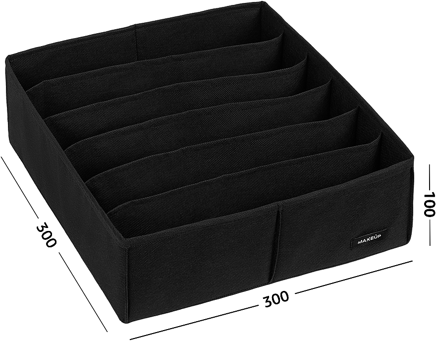 Storage Organiser with 6 Compartments 'Home', black 30x30x10 cm - MAKEUP Drawer Underwear Organizer Black — photo N27