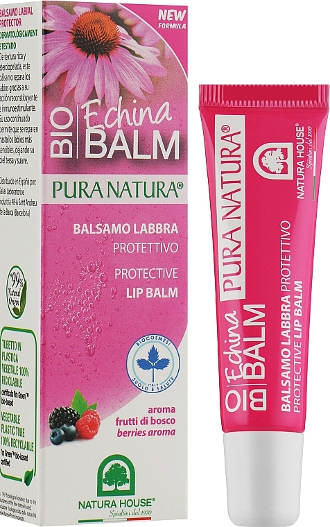 Repairing Lip Balm with Echinacea Extract & Berry Scent - Natura House Protective Lip Balm — photo N2