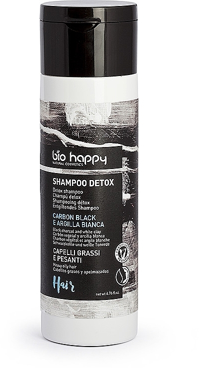 Black Charcol & White Clay Detox Shampoo - Bio Happy Detox Shampoo Black Charcol And White Clay — photo N6