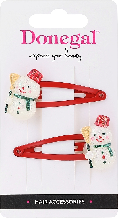 Hairpins FA-5738+1, red, snowmen - Donegal — photo N1