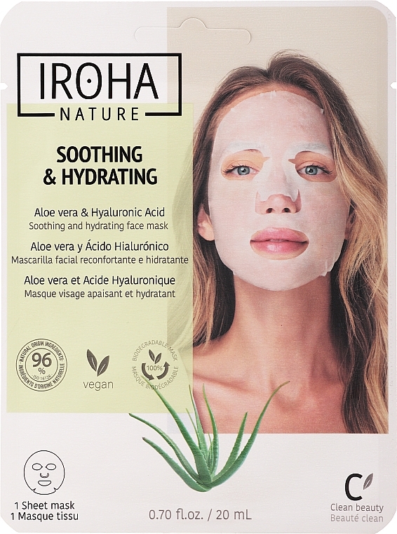 Face Sheet Mask - Iroha Nature Moisturizing Aloe Tissue Face Mask — photo N3