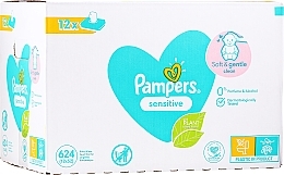 Baby Wet Wipes with Lid "Sensitive", 12x52 pcs - Pampers — photo N1