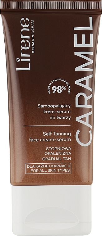 Self-Tanning Face Cream Serum 'Caramel' - Lirene Perfect Tan Self-Tanning Cream-Serum — photo N2