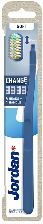 Soft Toothbrush, +4 refill heads, blue - Jordan Change Soft — photo N1