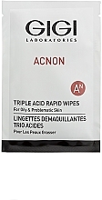 Fragrances, Perfumes, Cosmetics Facial Wet Wipes - Gigi Acnon Triple Acid Rapid Wipes