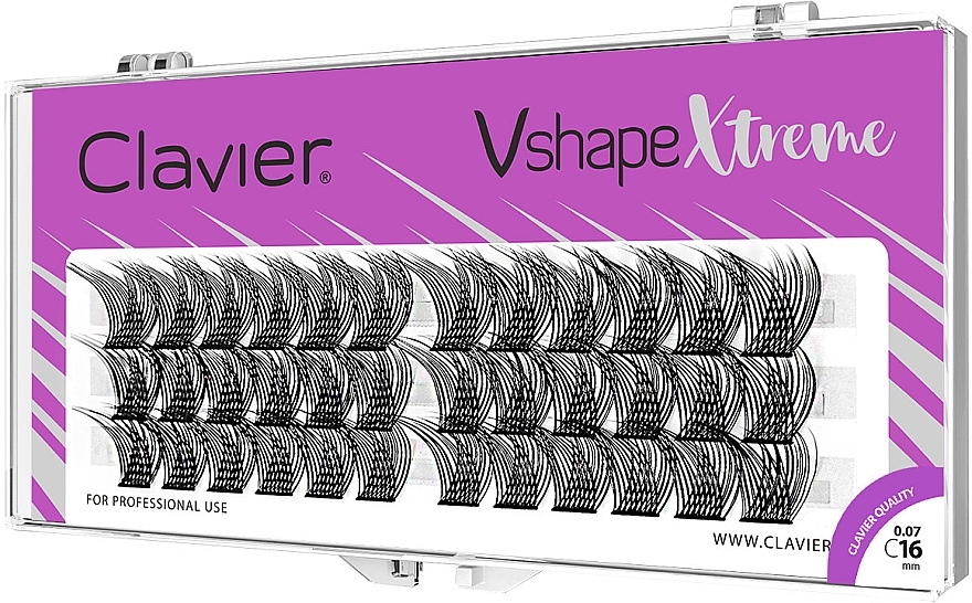 Individual Lashes, C, 16 mm - Clavier V Shape Extreme  — photo N1