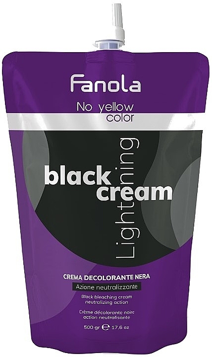 Black Bleaching Cream with Silver Effect - Fanola No Yellow Black Cream Lightener — photo N1