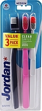 Fragrances, Perfumes, Cosmetics Soft Toothbrush, white+pink+black - Jordan Clean Smile Medium