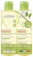 Fragrances, Perfumes, Cosmetics Set - A-Derma Exomega Control Emollient (cleans/oil/2x500ml)