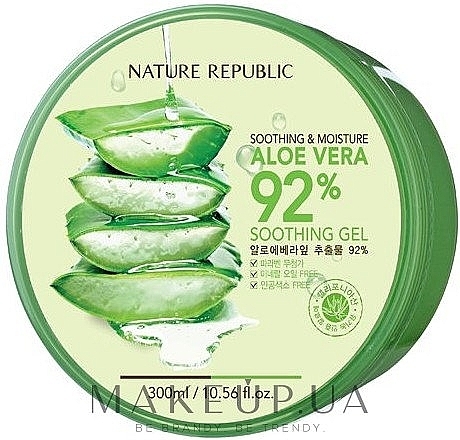 Face & Body Gel - Nature Republic Soothing & Moisture Aloe Vera 92% Soothing Gel — photo N1