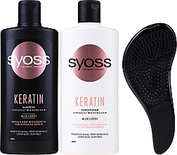 Set - Syoss Keratin Set (shampoo/440ml + cond/440ml + brush/1p) — photo N2