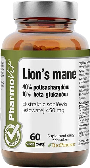 Mushroom Extract Dietary Supplement 'Lion's Mane' - Pharmovit — photo N1