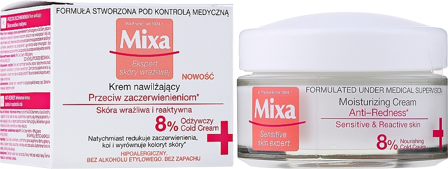 Moisturizing & Nourishing Face Cream for Sensitive Skin - Mixa Anti-Redness Moisturizing Cream 8% Nourishing Cold Cream — photo N4