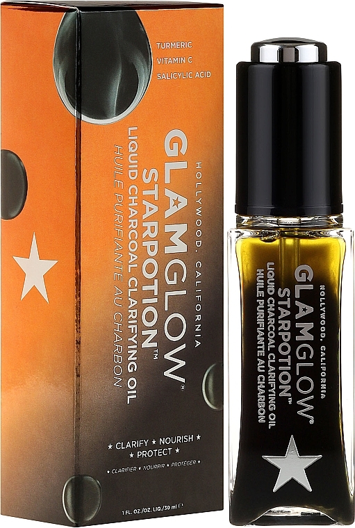 Cleansing Oil for Face - Glamglow Starpotion Liquid Charcoal Clarifying Oil — photo N1