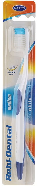 Toothbrush 'Rebi-Dental M46', medium, white-blue - Mattes — photo N1