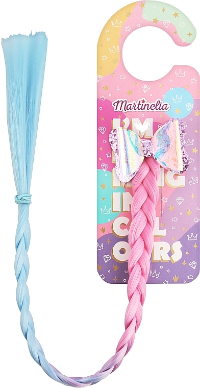 Hair Clip 8905B, with pink and blue braid - Martinelia Door Hanger Hair Clip Extension — photo N1