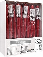 Fragrances, Perfumes, Cosmetics Table Candles Set 245x30mm, 30 pcs, red metallic - Bispol