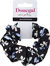 Fragrances, Perfumes, Cosmetics Hair Tie FA-5647, black with flowers - Donegal