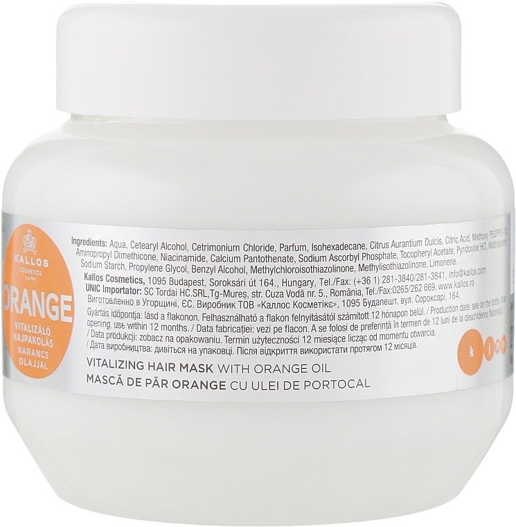 Firming Hair Mask with Orange Oil - Kallos Cosmetics KJMN Orange Vitalizing Hair Mask With Orange Oil — photo N2