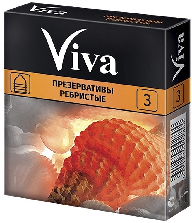 Ribbed Latex Condoms, 3 pcs - Viva — photo N5