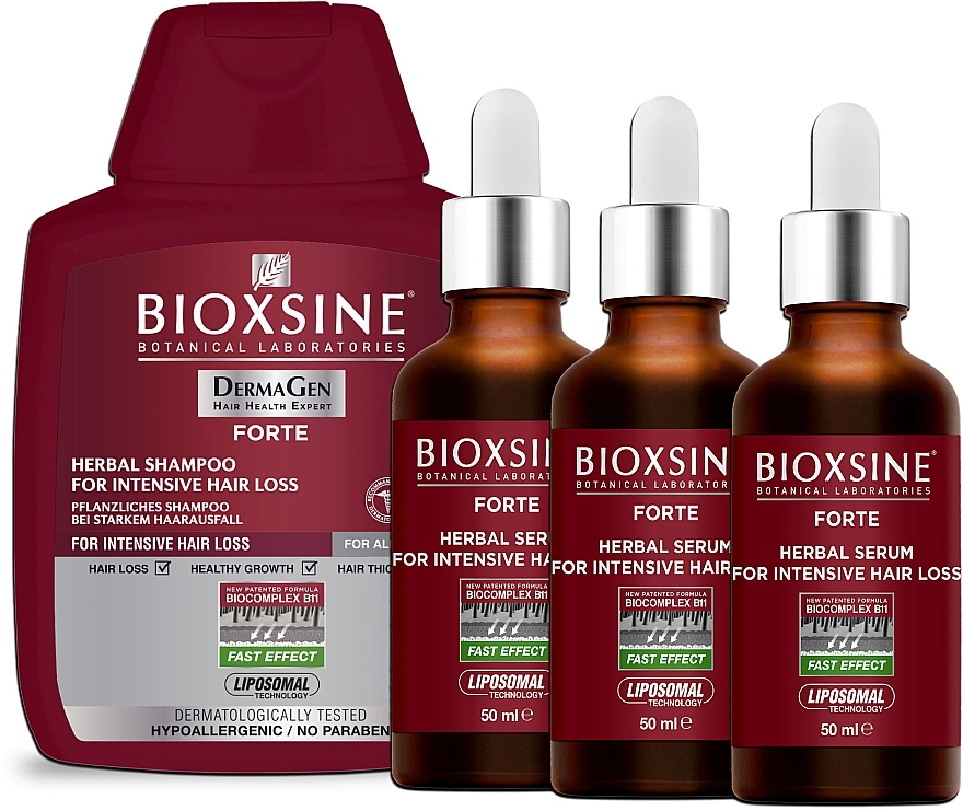 Anti Hair Loss Set - Biota Bioxsine DerMagen Forte Set (shm/300ml + serum/3x50ml) — photo N1