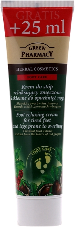 Relaxing Foot Cream "Horse Chestnut and Red Grape Leaves" - Green Pharmacy — photo N2