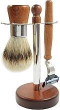 Shaving Set - Golddachs Shaving Set, Silver Tip Badger, Cedar Wood, Silver, Mach3 (sh/brush + razor + stand) — photo N7