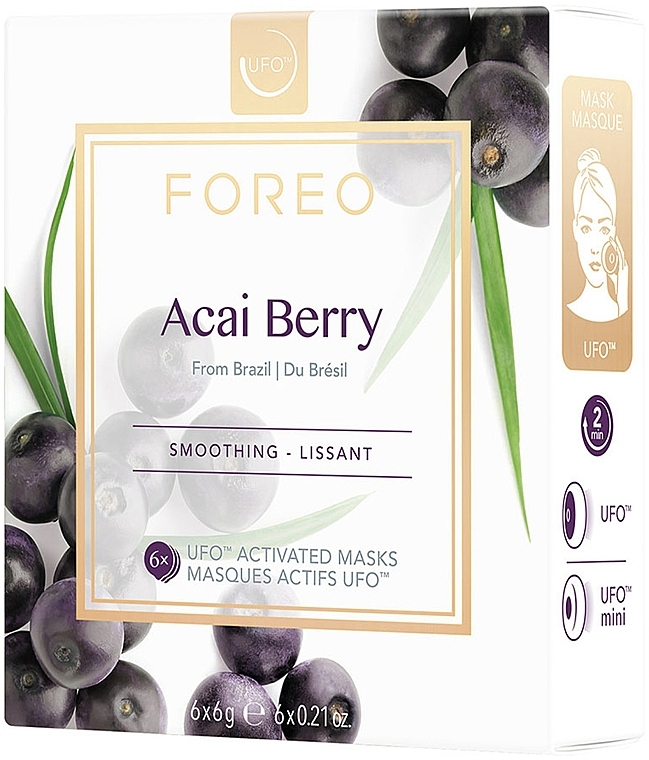 Softening Acai Berry Face Mask - Foreo UFO Activated Mask Smoothing Acai Berry — photo N8