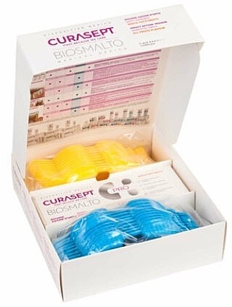 Set for Sensitive Teeth - Curaprox Curasept Biosmalto (mousse/150ml + med/tray/10pcs + big/tray/10pcs) — photo N1